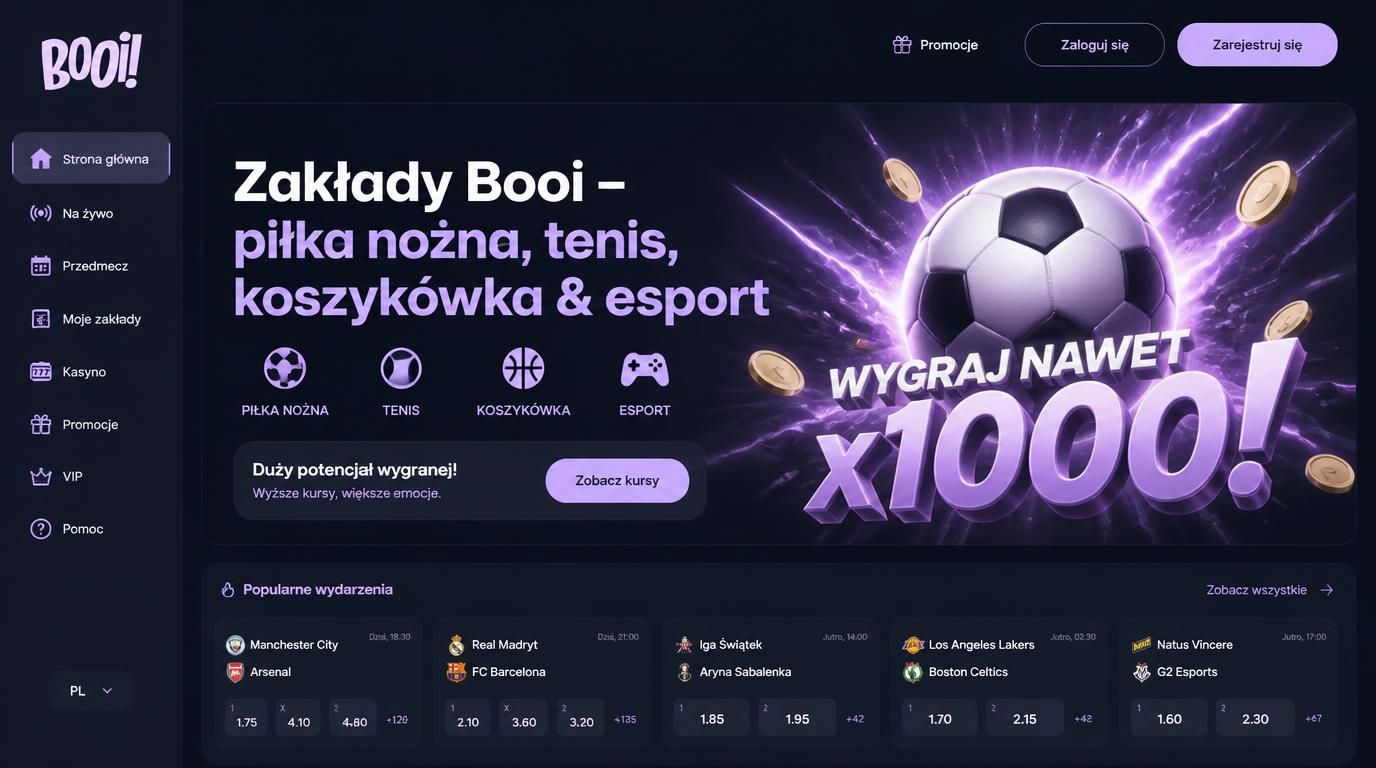 Zakład sportowy z różnymi dyscyplinami i kuponem z wysokim kursem